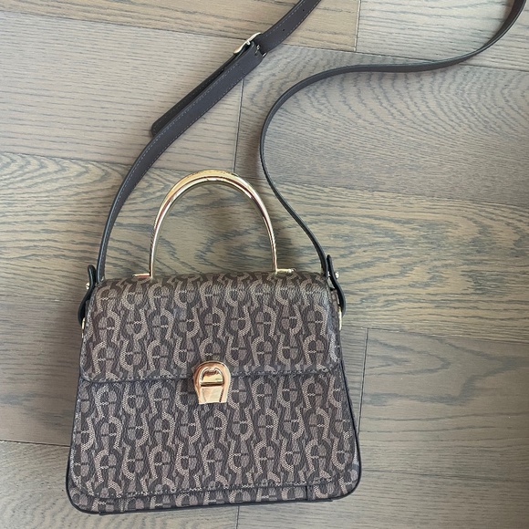 Authentic AIGNER Brown Signature Coated Canvas Genoveva Top Handle Bag - Picture 4 of 10